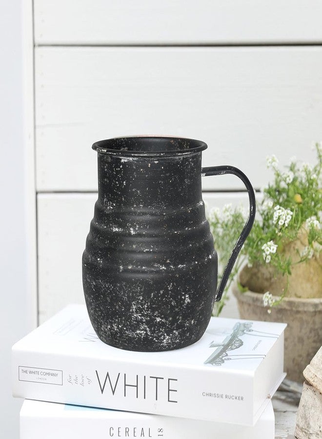 Chadechimo Rustic Metal Farmhouse Vase Shabby Chic Small Pitcher Fall Black Vase Brown Decorative Vase for Farmhouse Kitchen Decor - Image 4